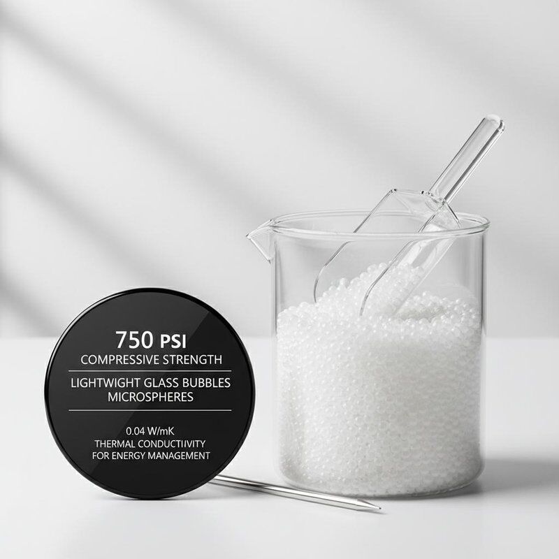 750 Psi Αντοχή σε Θλίψη Ελαφριά Γυάλινα Σφαιρίδια με Θερμική Αγωγιμότητα 0,04 W/mK για Διαχείριση Ενέργειας