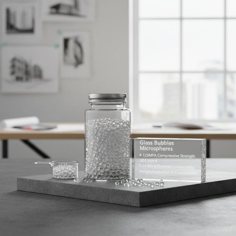 Γυάλινες Φυσαλίδες Μικροσφαιρίδια με Αντοχή σε Θλίψη 4-125MPa και Θερμική Αγωγιμότητα 0,04 W/m·K για Μείωση Βάρους στις Κατασκευές