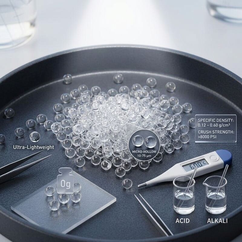 High Surface Area Glass Bubbles Microspheres with 750 Psi Compressive Strength and High Chemical Resistance